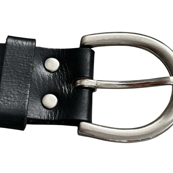 Calvin Klein Jeans Black and Silver Leather Belt - Picture 7 of 9